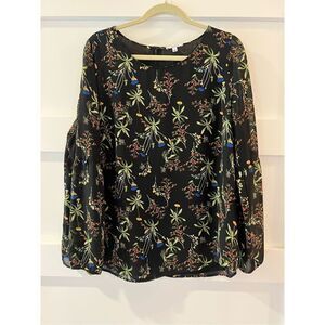 Stella & Dot Anthropologie Maette floral long sleeve work blouse